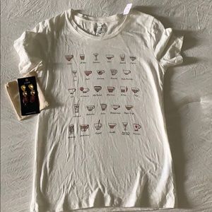 J. Crew Factory coffee tee and jewel earrings